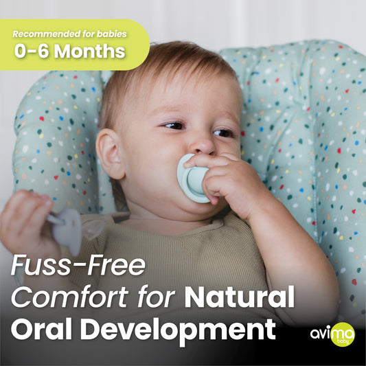 Avima Baby Orthodontic Pacifiers 0-6 Months – 4-Pack, Green & Grey