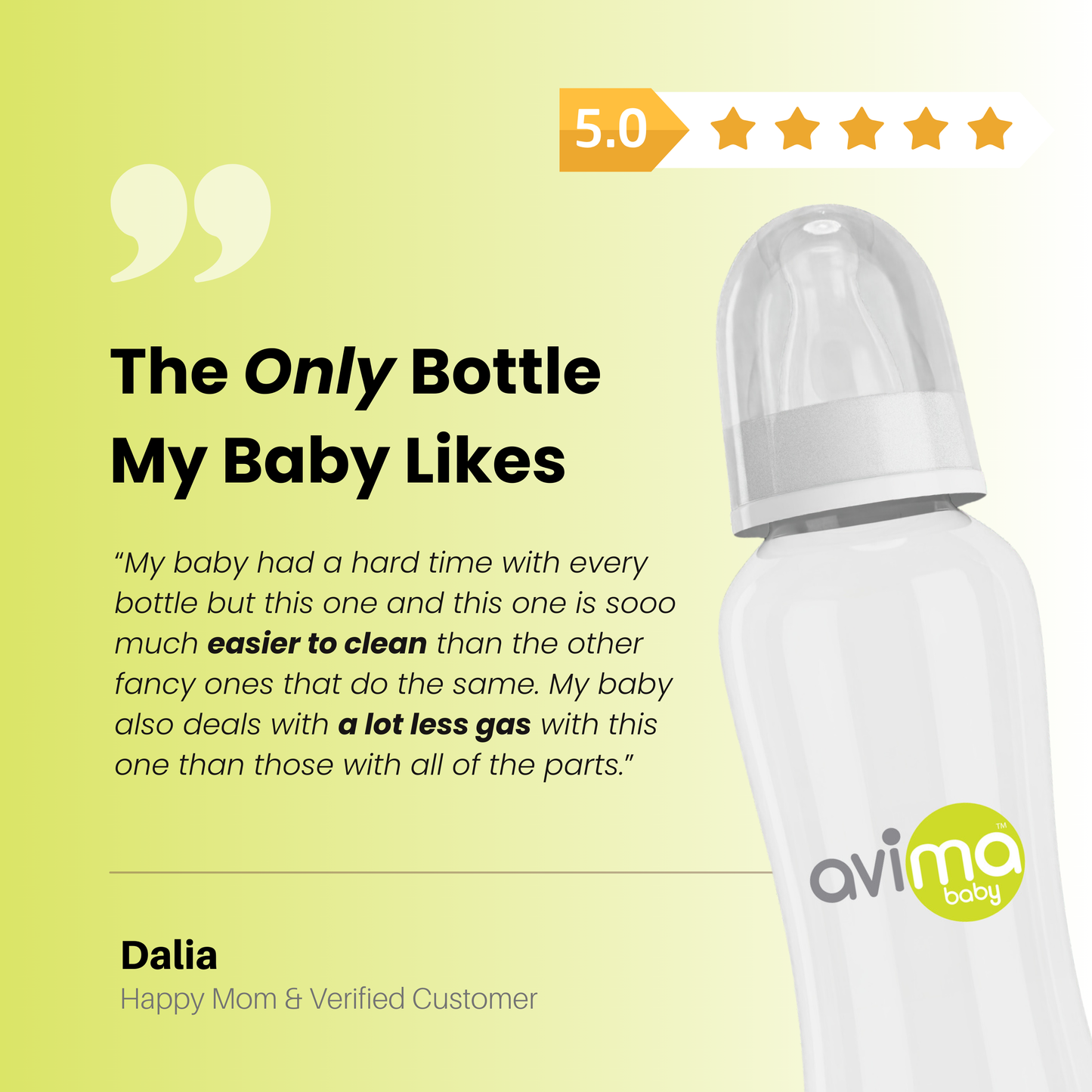 Avima Baby Bottles — Regular Neck, 10 oz., Medium Flow