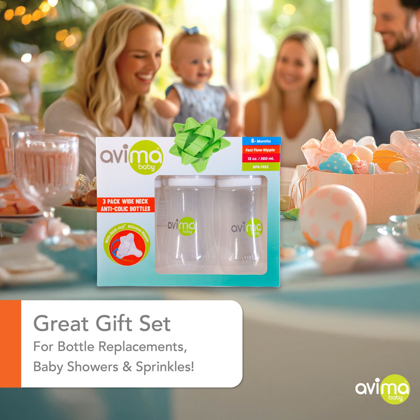 Avima Baby Bottles — Wide Neck, 12 oz., Fast Flow