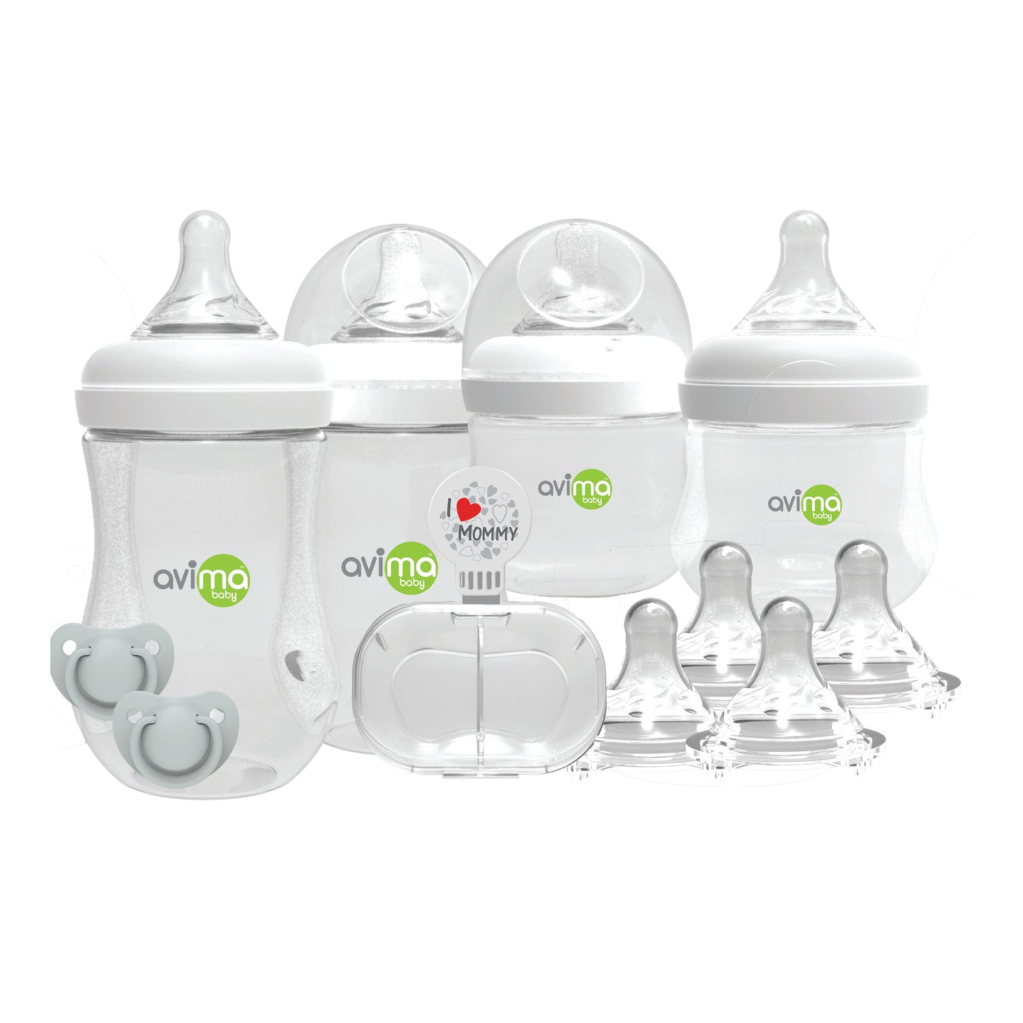 Avima Wide Neck Baby Bottle Starter Kit – 12 Piece Set