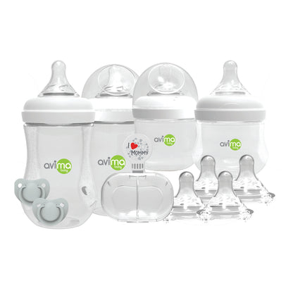 Avima Wide Neck Baby Bottle Starter Kit – 12 Piece Set
