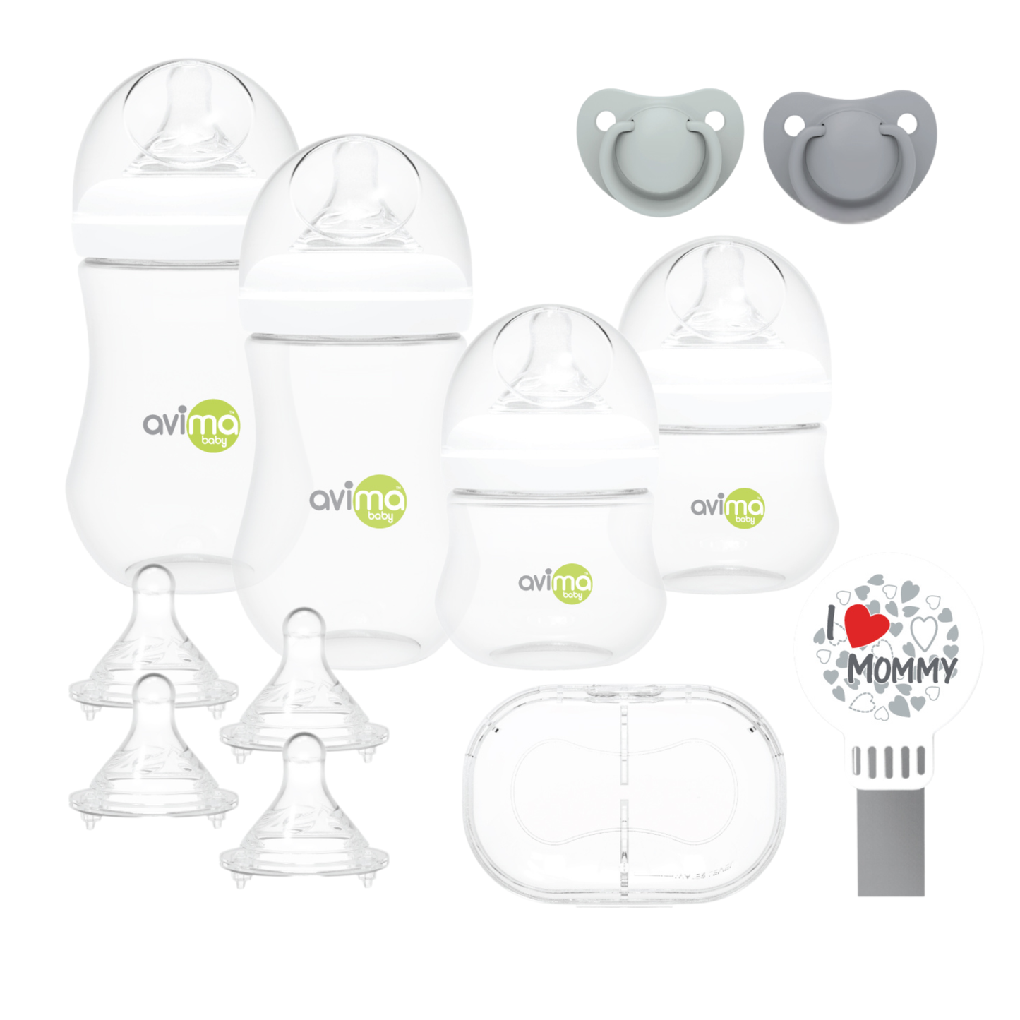 Avima Wide Neck Baby Bottle Starter Kit – 12 Piece Set