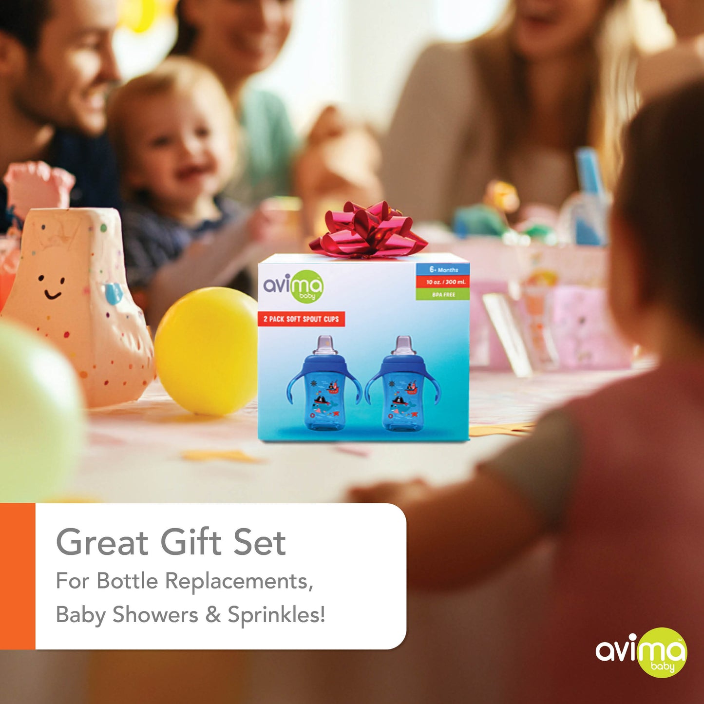 Avima Baby Sippy Cups with Silicone Spout (Set of 2)