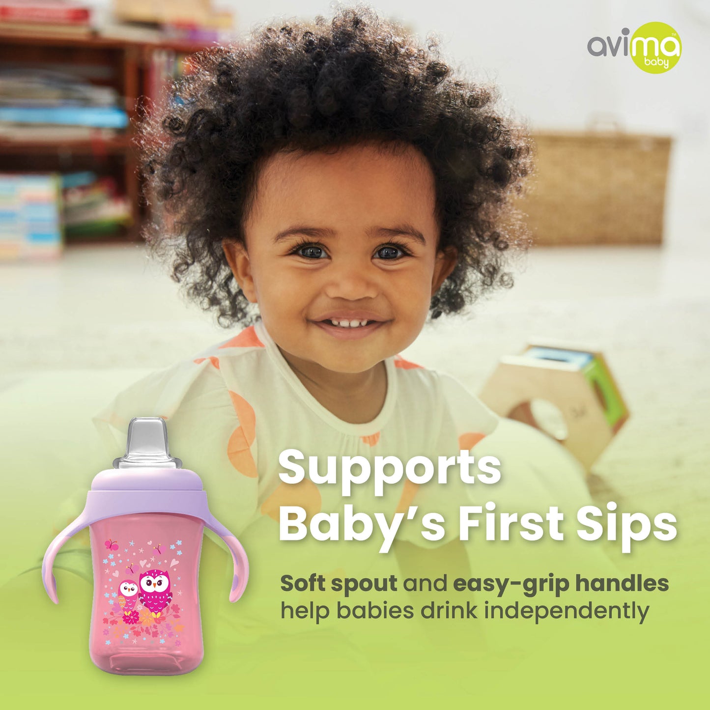 Avima Baby Sippy Cups with Silicone Spout (Set of 2)