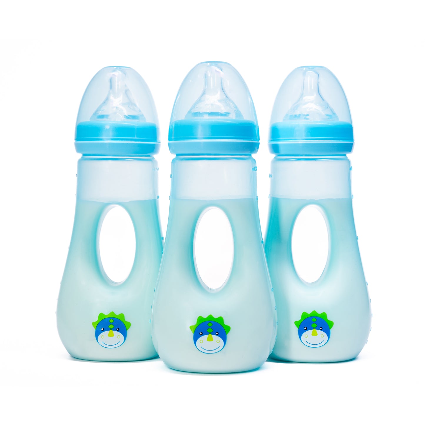 Avima Easy Grip Baby Bottles, 8 oz. Wide Neck w/Medium Flow & Bottle Brush (Pack of 3)