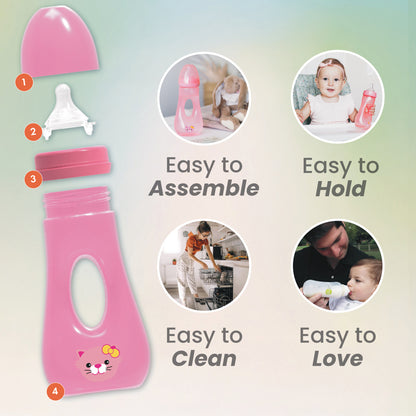 Avima Easy Grip Baby Bottles, 8 oz. Wide Neck w/Medium Flow & Bottle Brush (Pack of 3)