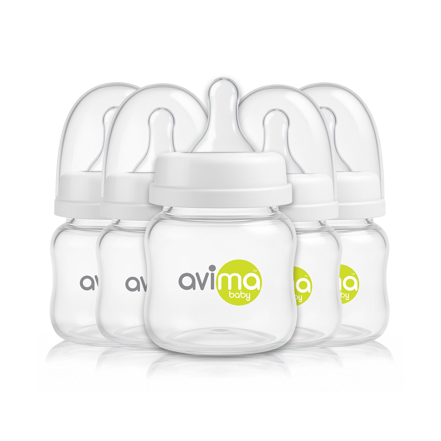 Avima Anti-Colic Preemie Bottles 2oz 6-Pack – Standard Neck, Extra Slow Flow Silicone Nipples