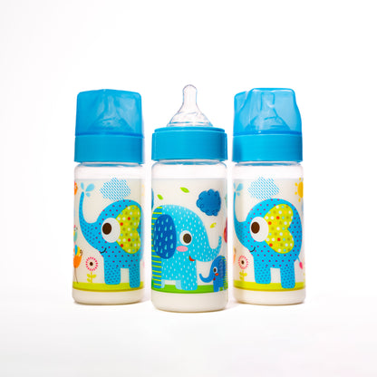 Avima 9 oz Anti Colic Baby Bottles for Breastfed Babies - Medium Flow Nipples, Wide Neck Bottle, BPA Free - 3-6 Months, Stage 2 (Set of 3)