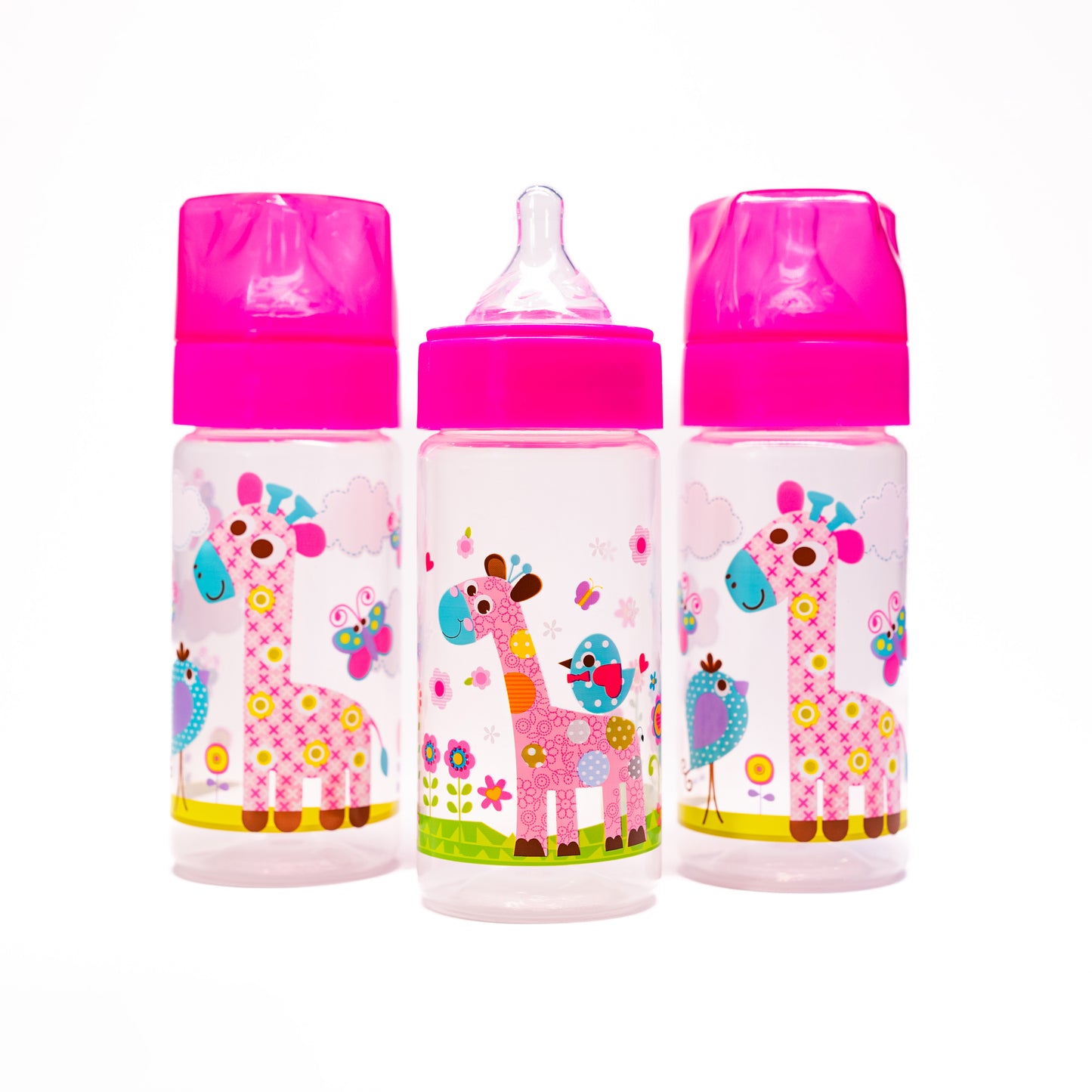 Avima 9 oz Anti Colic Baby Bottles for Breastfed Babies - Medium Flow Nipples, Wide Neck Bottle, BPA Free - 3-6 Months, Stage 2 (Set of 3)