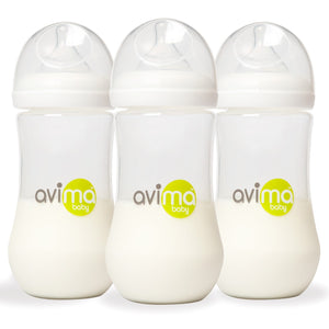 Avima Baby Bottles — Wide Neck, 12 oz., Fast Flow (Set of 3)