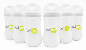 Avima Baby Bottles — 12 oz. Wide Neck, Fast Flow (Set of 6)