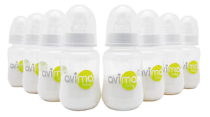Avima Baby Bottles — 4 oz. Regular Neck, Slow Flow (Set of 8)