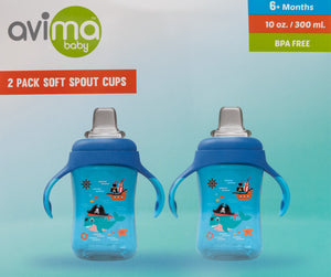 Avima Baby Sippy Cups with Silicone Spout — Blue (Set of 2)