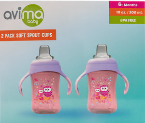 Avima Baby Sippy Cups with Silicone Spout — Pink (Set of 2)